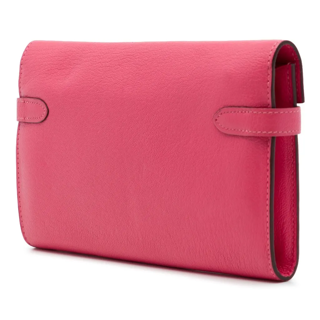 Hermès Chevre Mysore Kelly Longue Wallet Pink Leather Very good - Back View