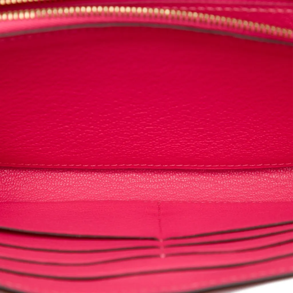 Hermès Chevre Mysore Kelly Longue Wallet Pink Leather Very good - Model View