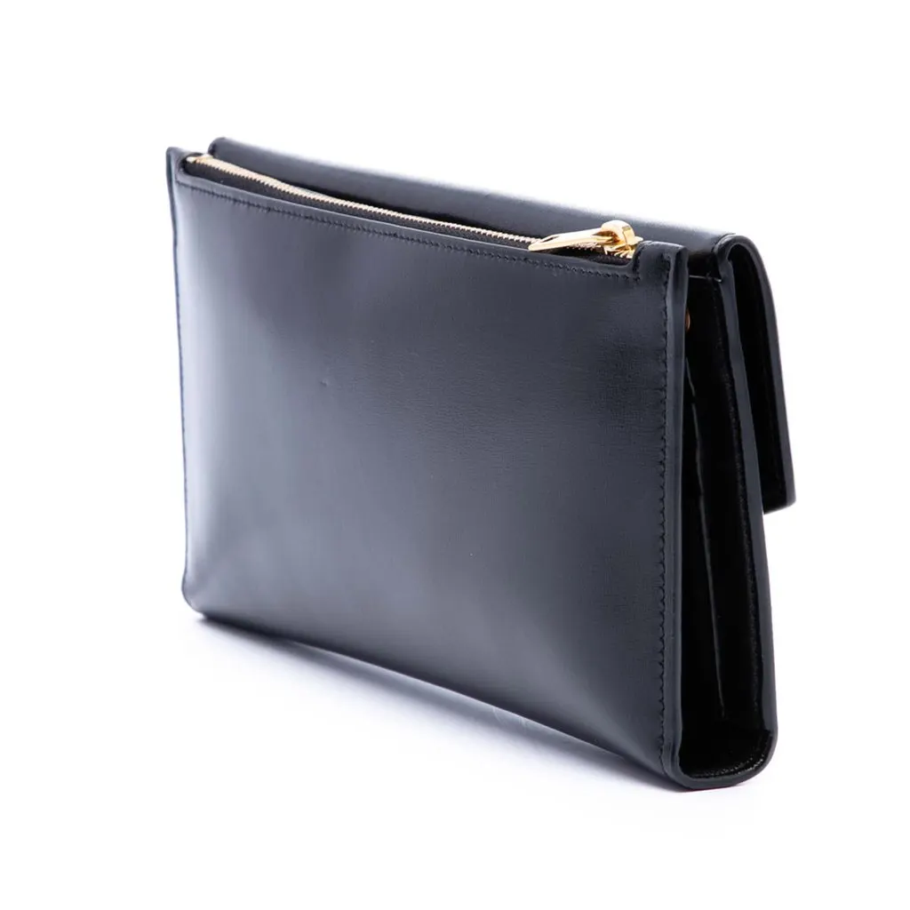 Saint Laurent Smooth Shiny Calfskin Monogram Uptown Clutch Black Leather Very good - Back View