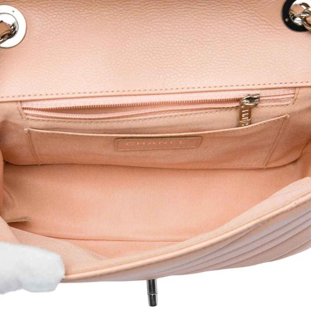 Chanel Small Chevron Caviar Data Center Envelope Flap Beige Leather Very good - Model View
