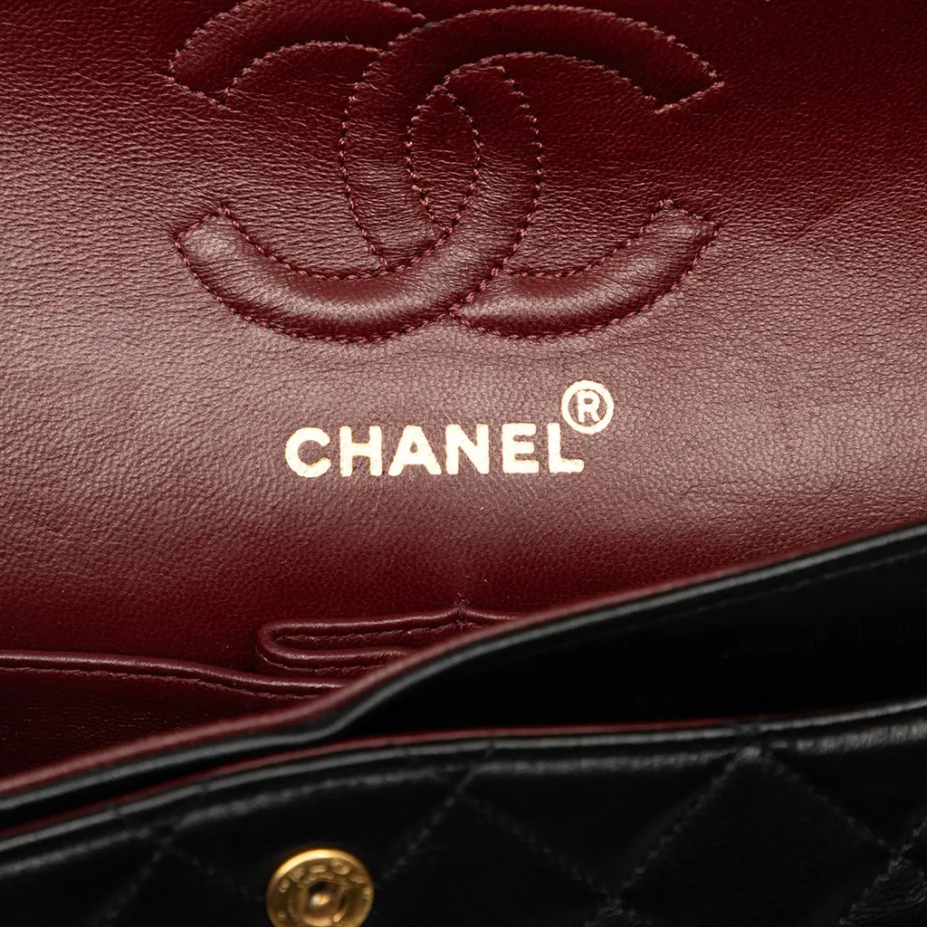 Chanel Small Classic Lambskin Double Flap Black Leather Good - Box View