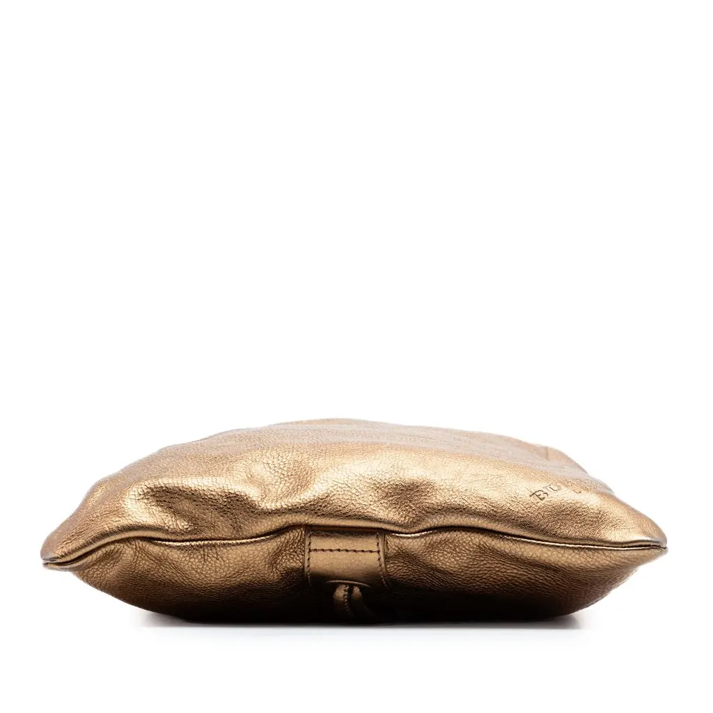 Burberry Metallic Grained Calfskin Drawstring Sling Bag Gold Leather Very good - Inside View