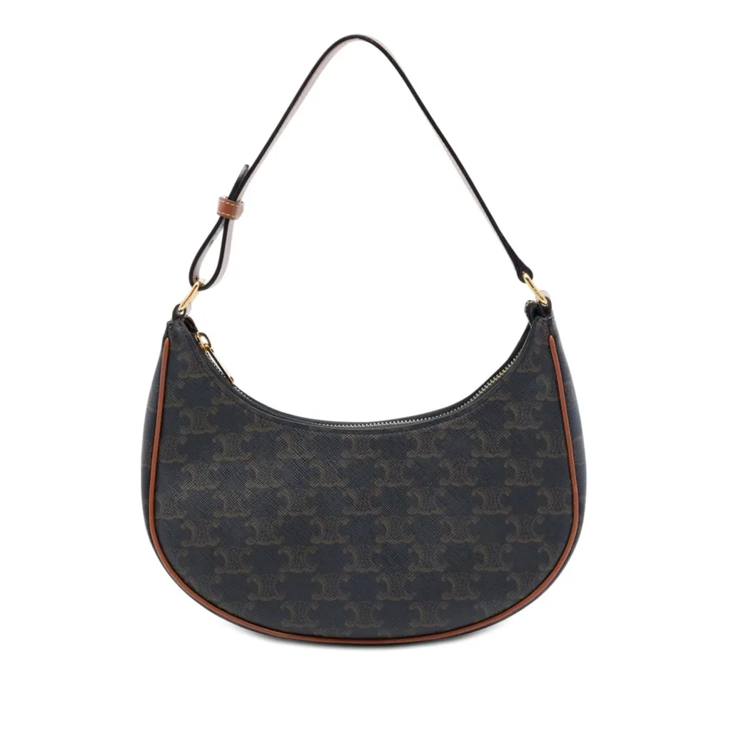 Celine Medium Triomphe Coated Canvas Ava Shoulder Bag Brown Very good - Front View