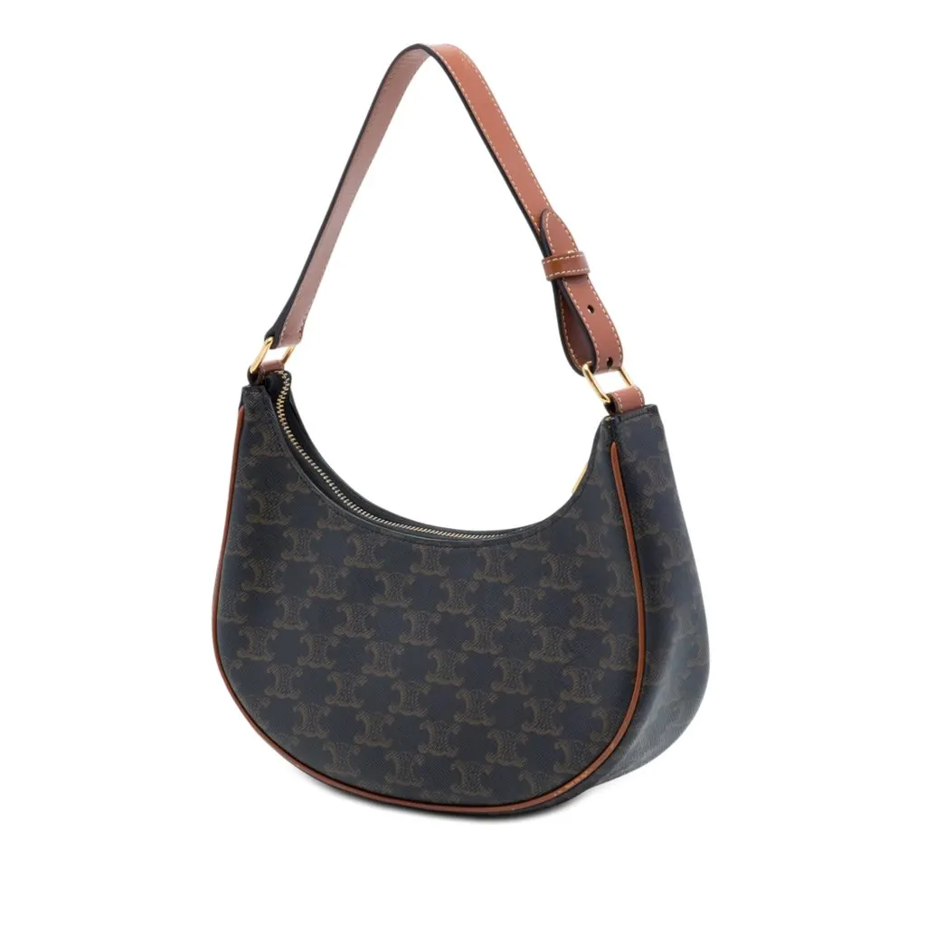Celine Medium Triomphe Coated Canvas Ava Shoulder Bag Brown Very good - Back View