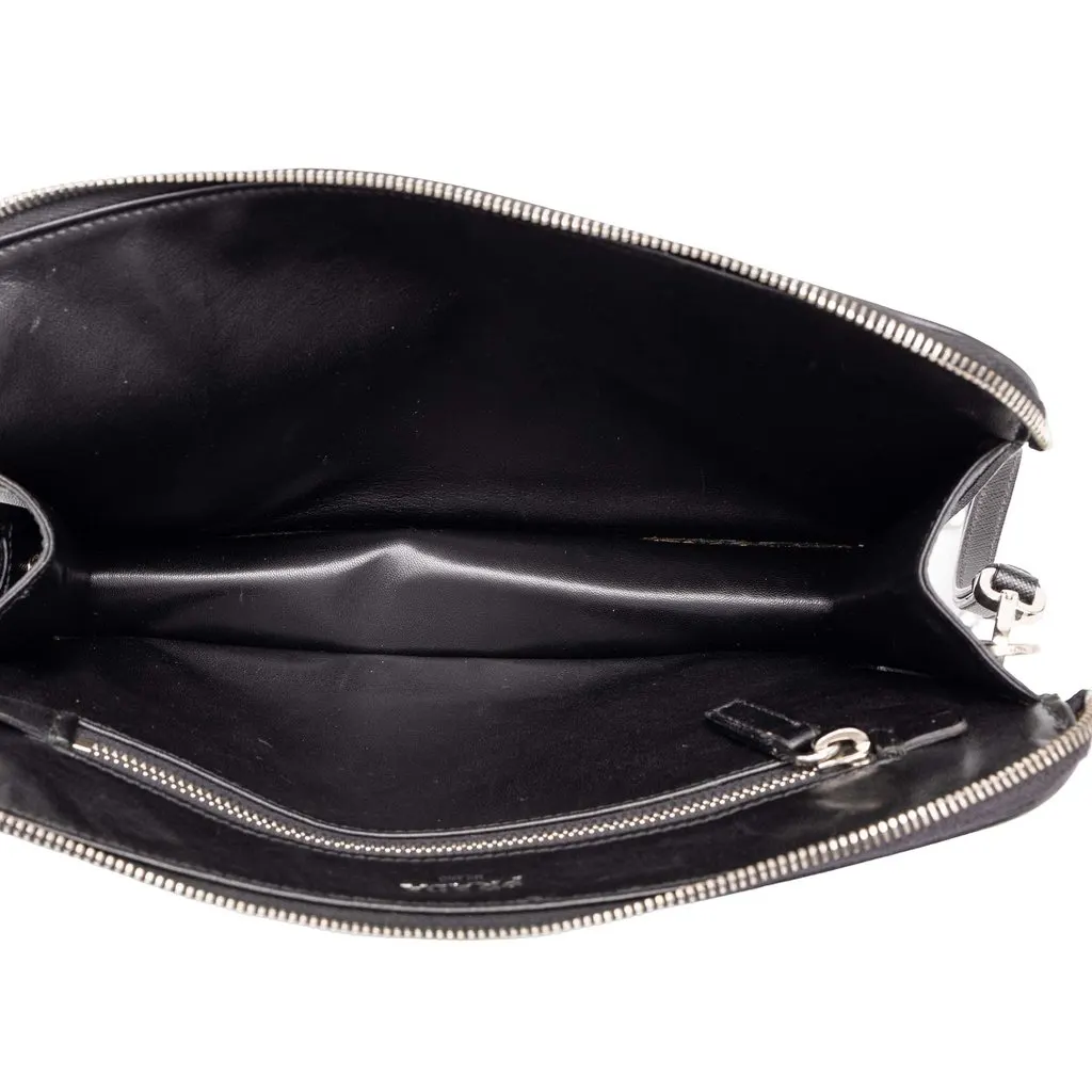 Prada Saffiano Bellboy Clutch Black Leather Good - Model View