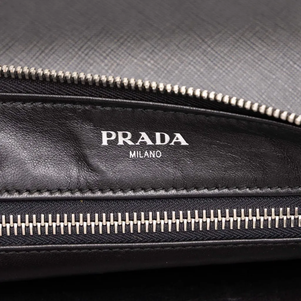 Prada Saffiano Bellboy Clutch Black Leather Good - Box View