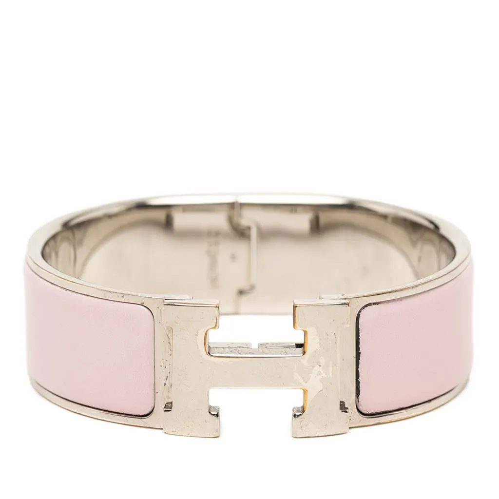 Hermès Wide Enamel Clic Clac H Bracelet PM Pink Very good - Front View