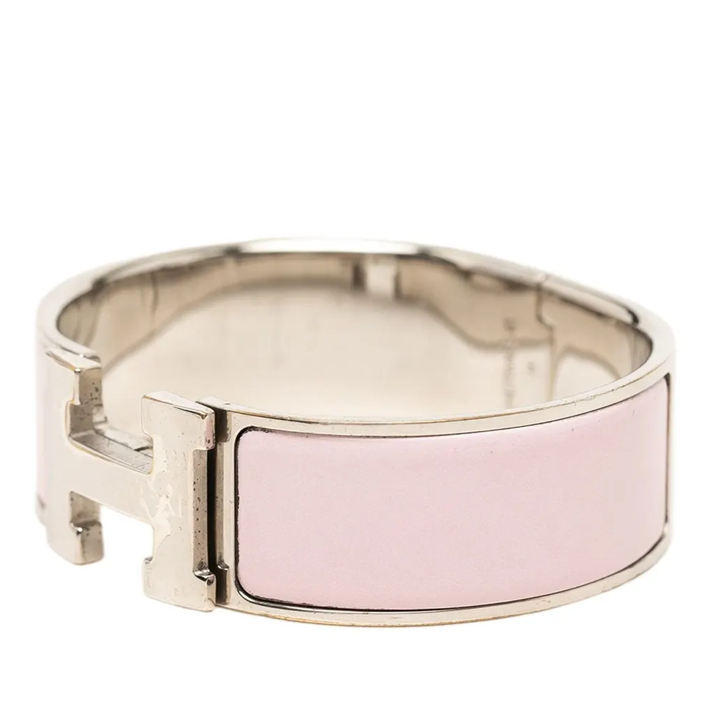 Hermès Wide Enamel Clic Clac H Bracelet PM Pink Very good - Back View