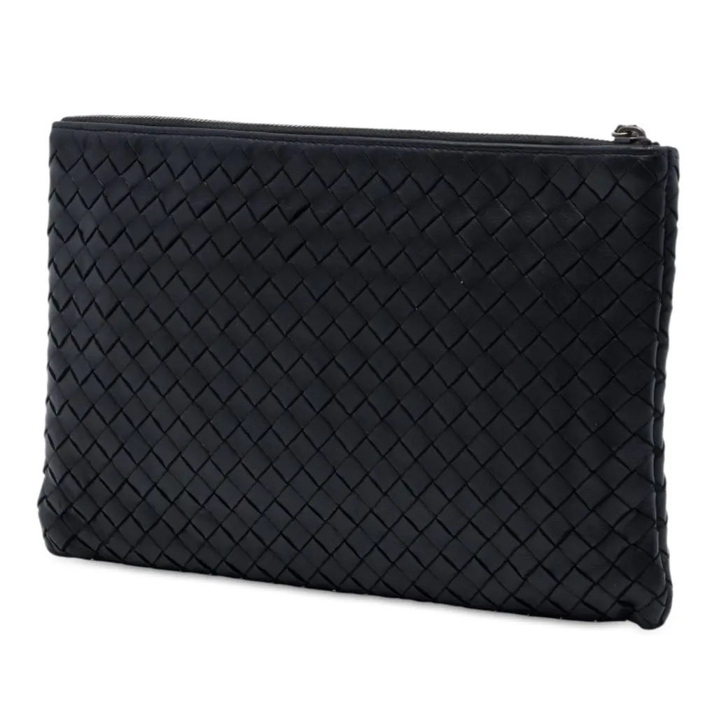Bottega Veneta Nappa Intrecciato Clutch Black Leather Very good - Back View
