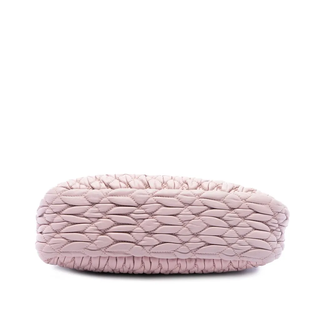 Miu Miu Matelasse Nappa Crystal Chain Crossbody Pink Leather Good - Inside View