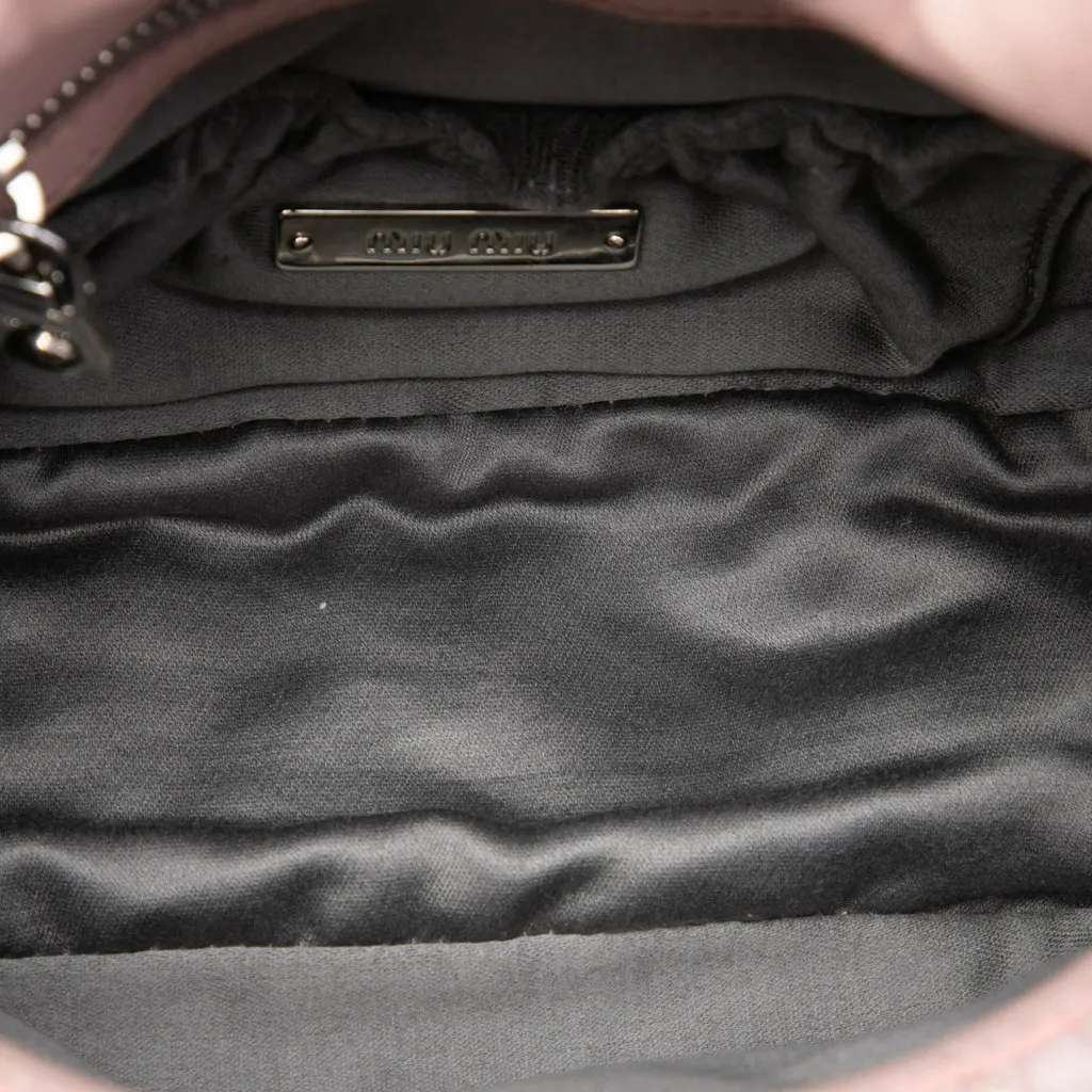 Miu Miu Matelasse Nappa Crystal Chain Crossbody Pink Leather Good - Model View