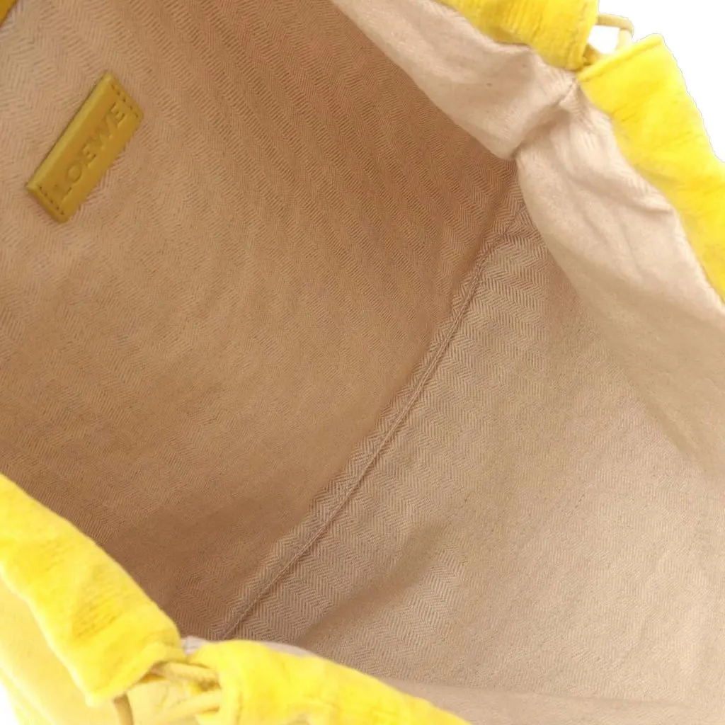 Loewe Paulas Ibiza Terry Cloth Drawstring Pouch Yellow Never worn - Inside View