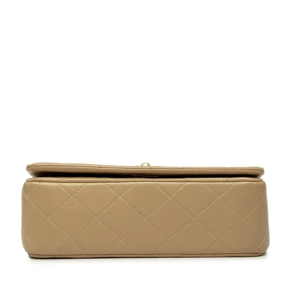 Chanel Mini Rectangular CC Quilted Lambskin Full Single Flap Beige Leather Very good - Inside View