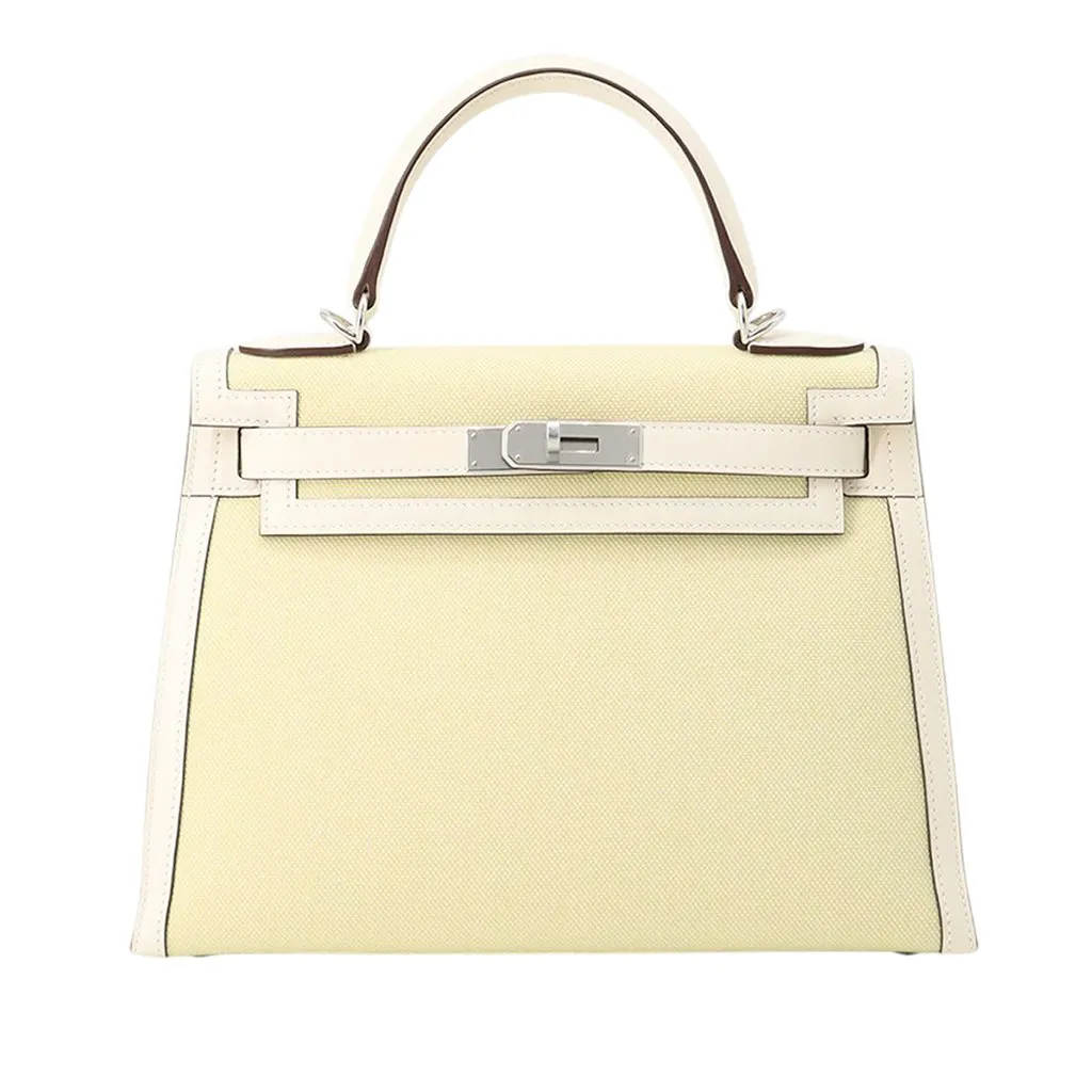 Hermès Toile H and Swift Kelly II Sellier 28 Yellow Very good - Front View