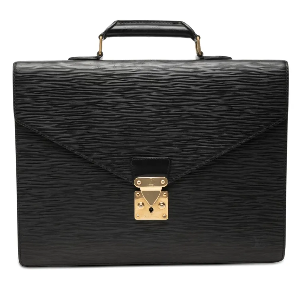 Louis Vuitton Epi Serviette Conseiller Black Leather Very good - Front View