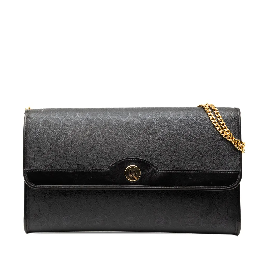 Dior Honeycomb Coated Canvas Chain Crossbody Black Very good - Front View