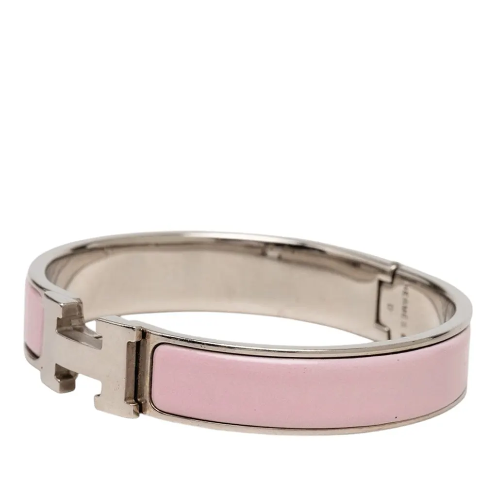 Hermès Narrow Enamel Clic H Bracelet PM Pink Very good - Back View