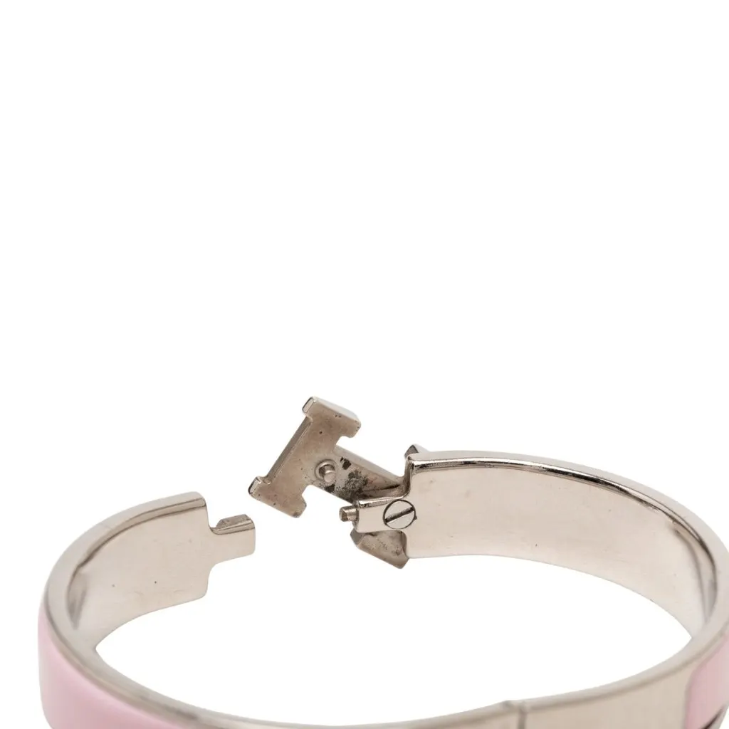 Hermès Narrow Enamel Clic H Bracelet PM Pink Very good - Box View