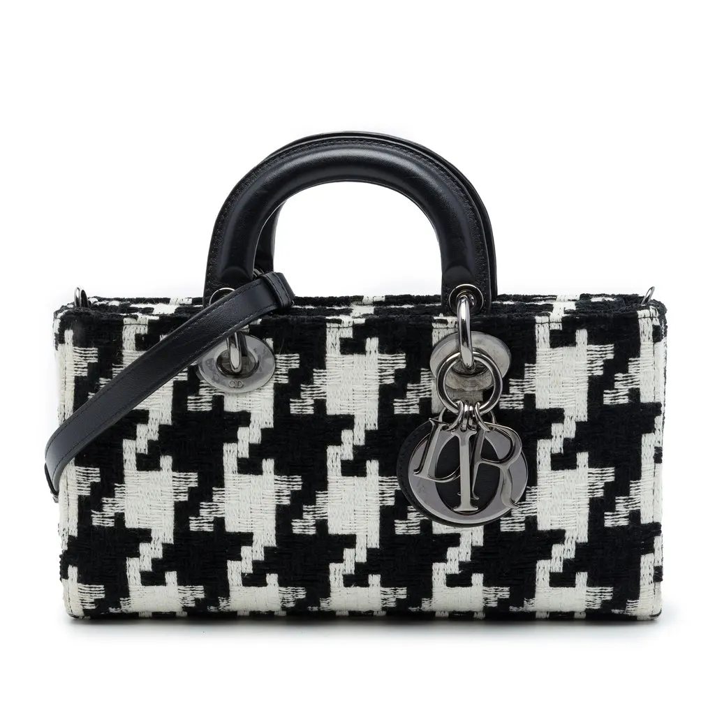Dior Medium Canvas Macro Houndstooth Lady D Joy Black Canvas Very good - Front View