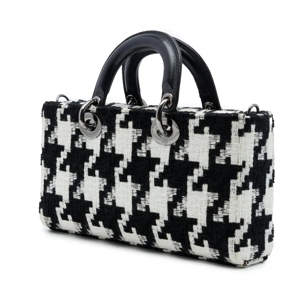 Dior Medium Canvas Macro Houndstooth Lady D Joy Black Canvas Very good - Back View