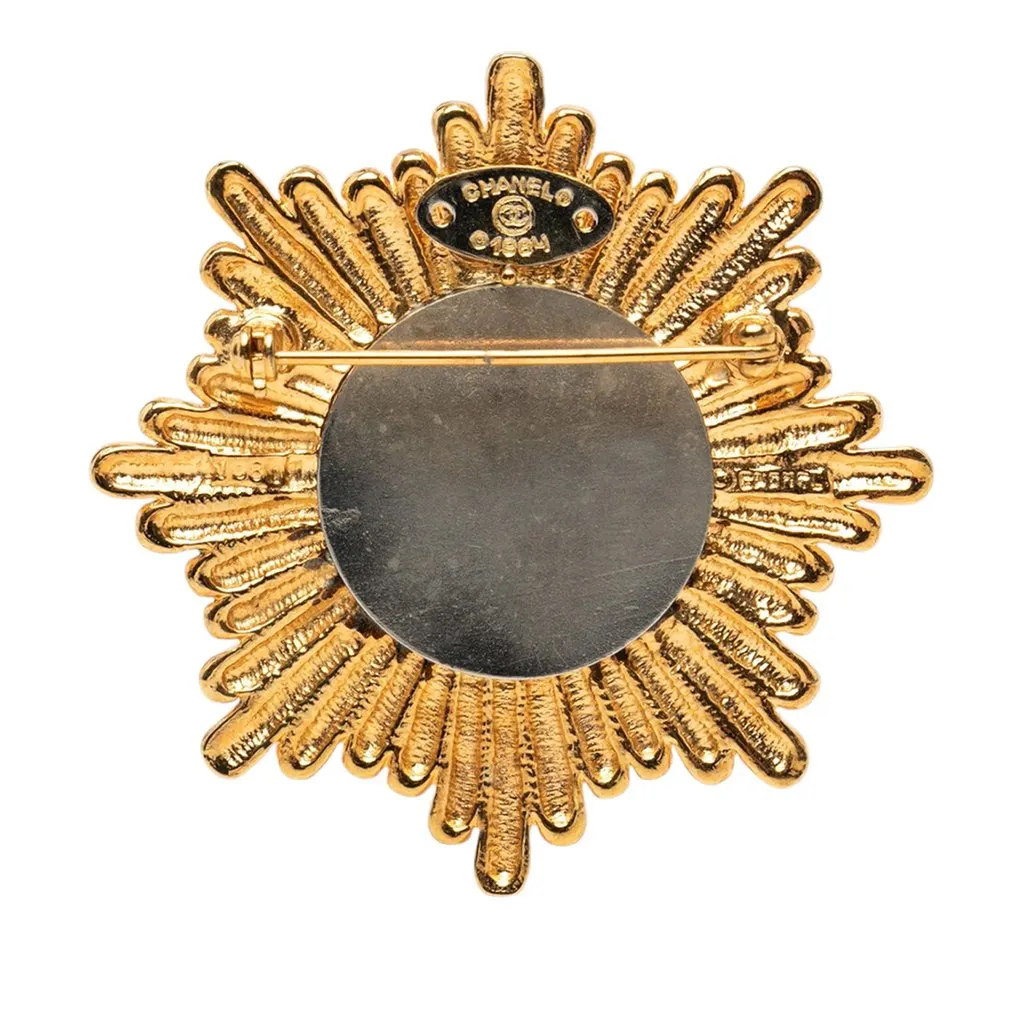 Chanel CC Gold Plated Starburst Brooch Gold Metal Very good - Back View