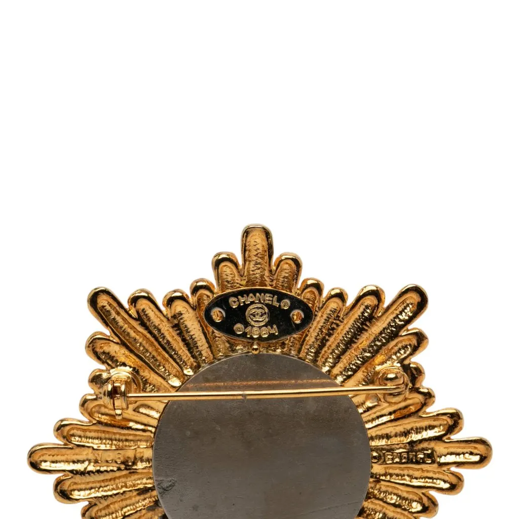 Chanel CC Gold Plated Starburst Brooch Gold Metal Very good - Inside View