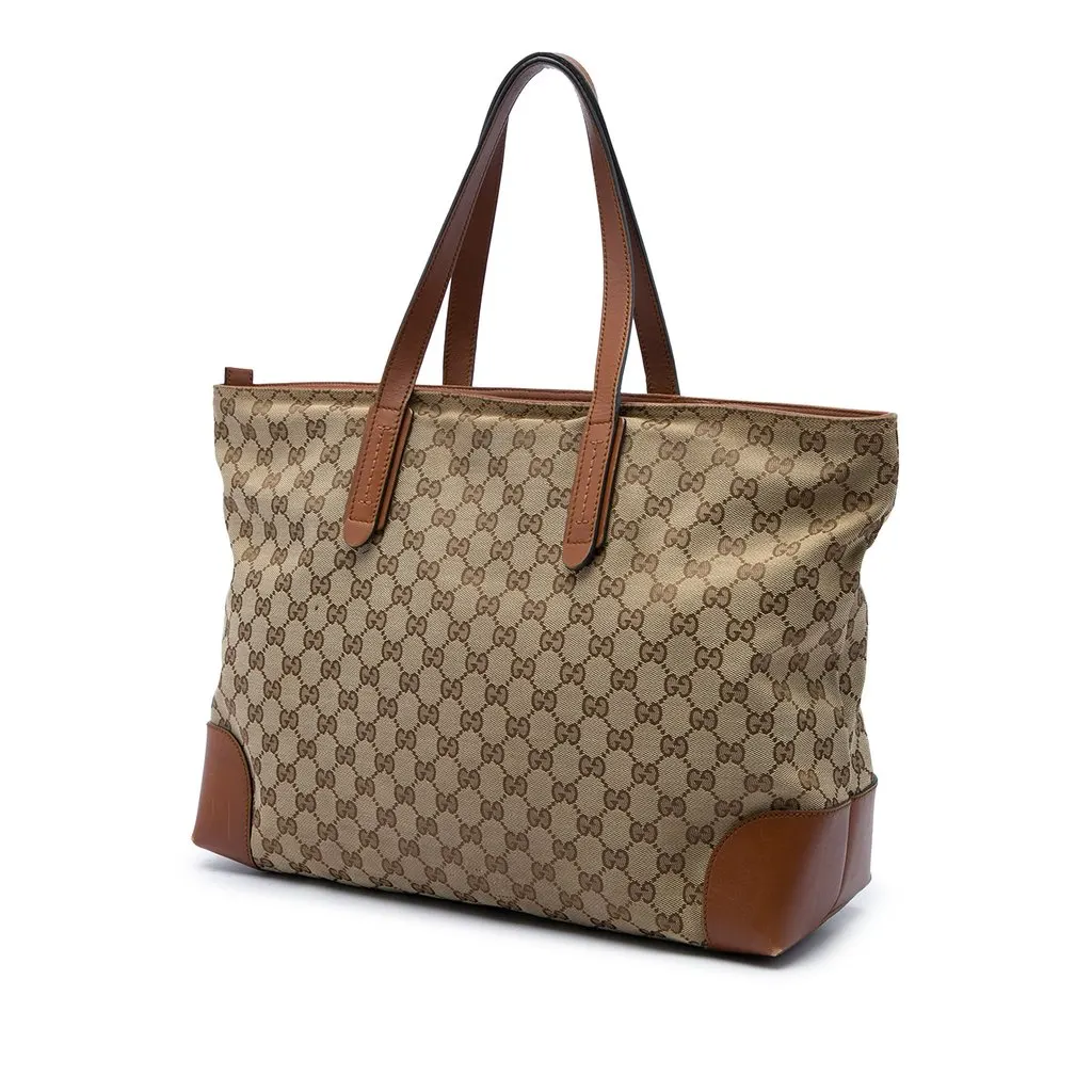 Gucci GG Canvas Web Tote Beige Canvas Good - Back View