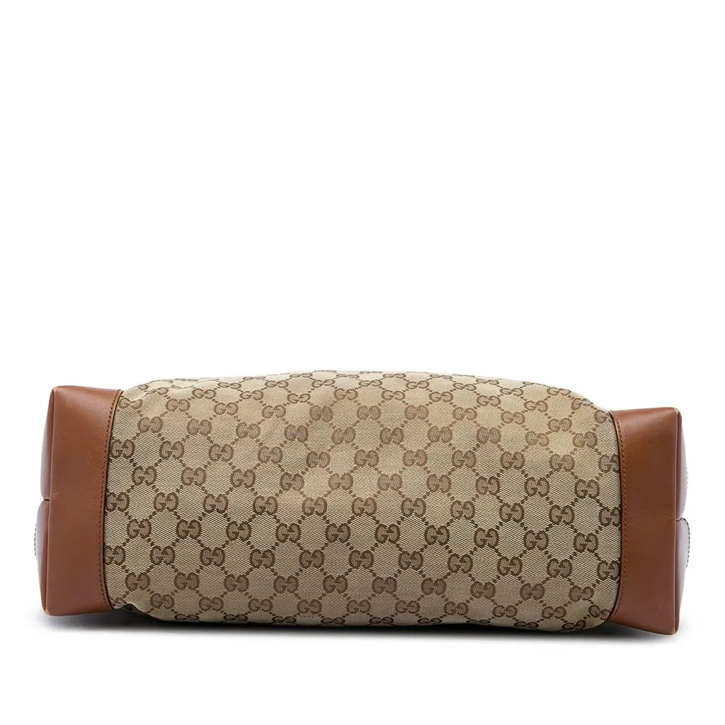 Gucci GG Canvas Web Tote Beige Canvas Good - Inside View