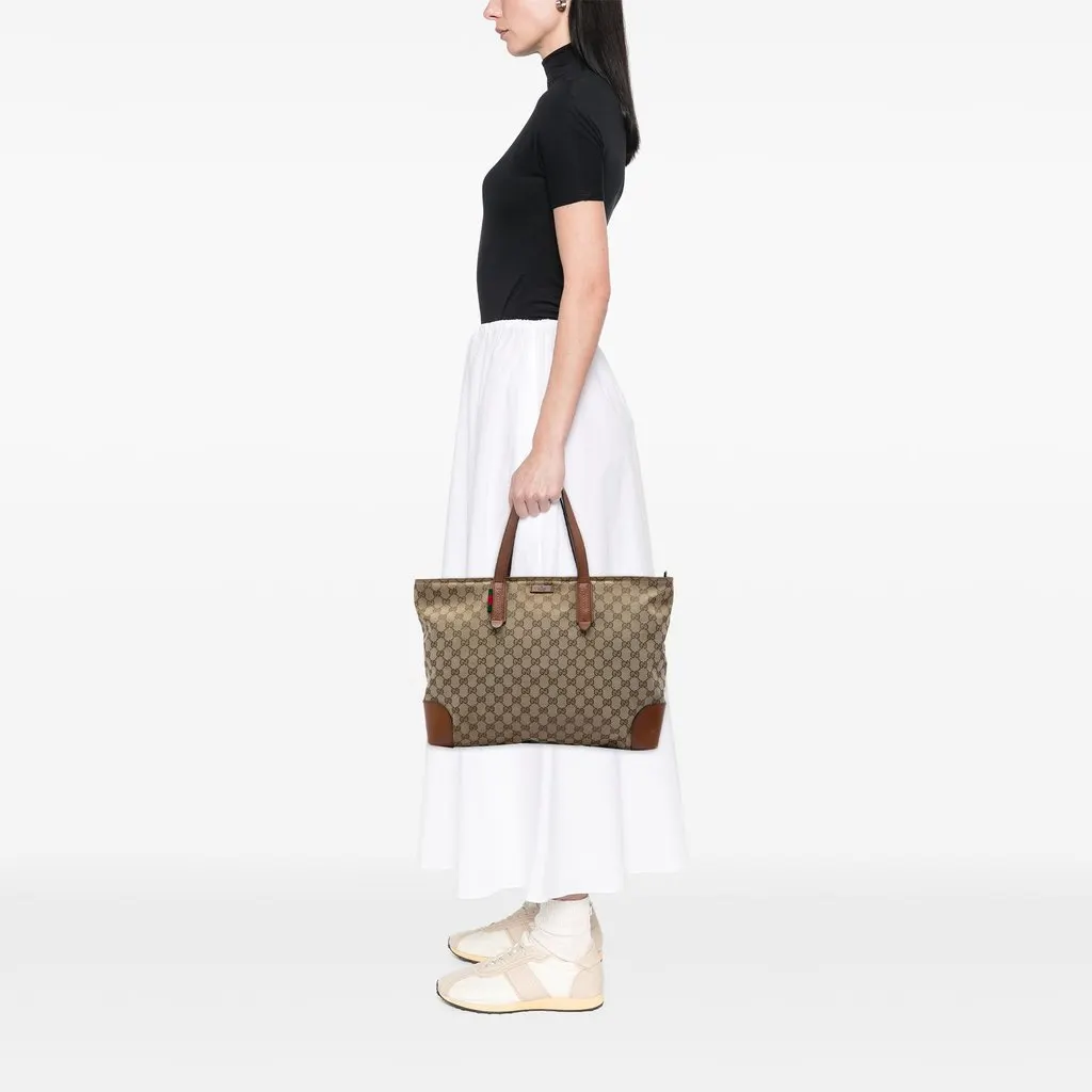 Gucci GG Canvas Web Tote Beige Canvas Good - Box View