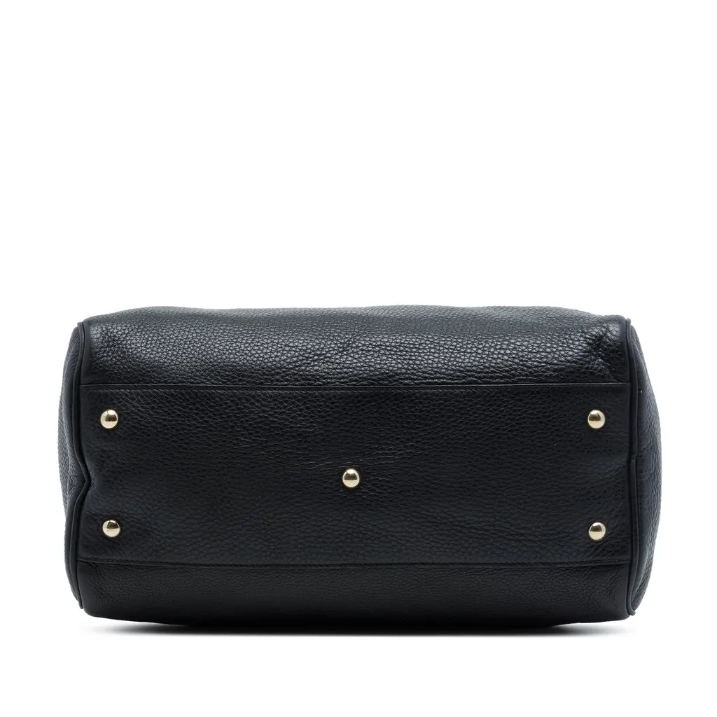 Gucci Medium Calfskin Bamboo Shopper Boston Bag Black Leather Very good - Inside View