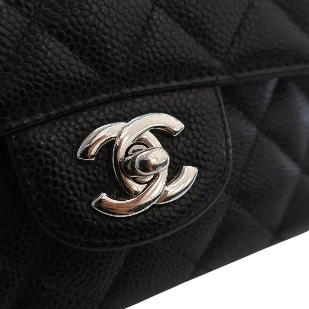 Chanel Medium Classic Caviar Double Flap Black Leather Very good - Box View