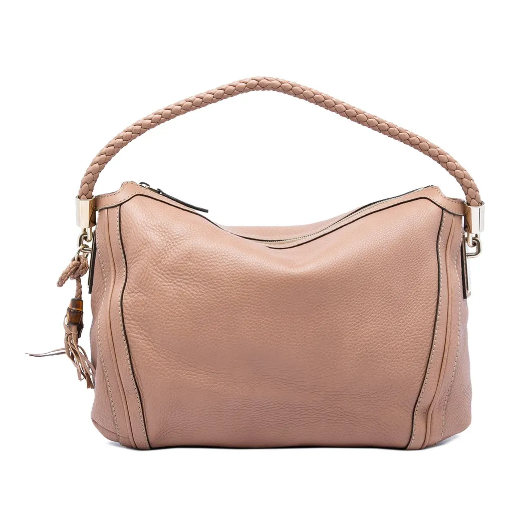 Gucci Medium Pebbled Calfskin Bella Shoulder Bag Brown Leather Good - Front View