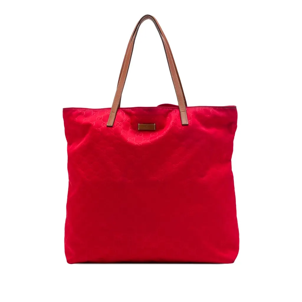 Gucci GG Nylon Tote Red Polyamide Good - Front View