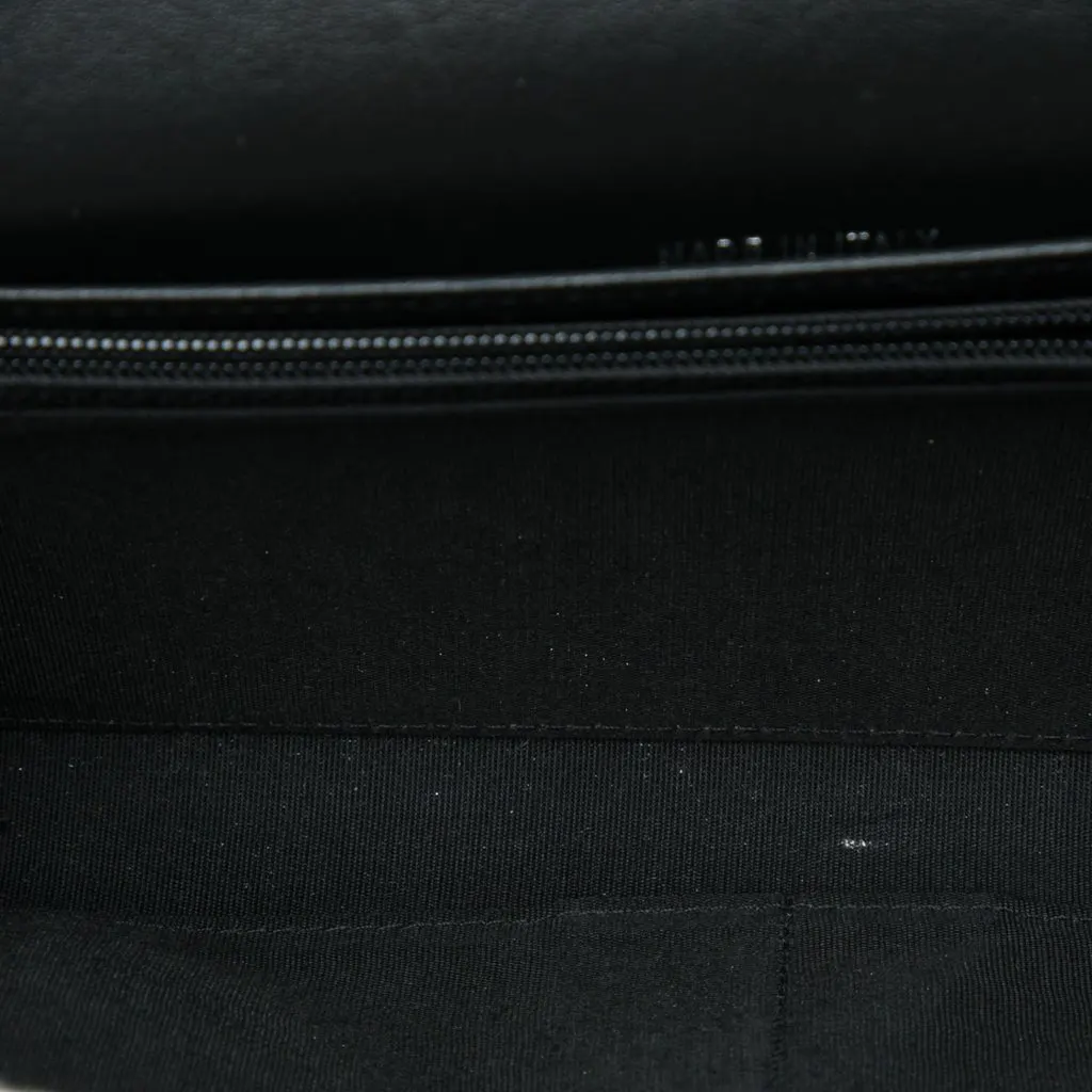 Chanel Quilted Lambskin Boy Wallet On Chain Black Leather Very good - Model View