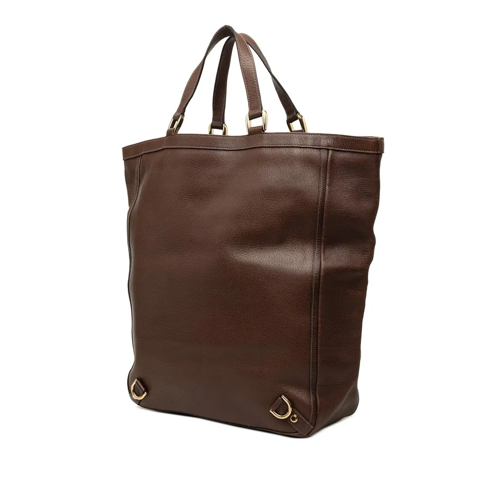 Gucci Calfskin Abbey D Ring Tote Brown Leather Good - Back View