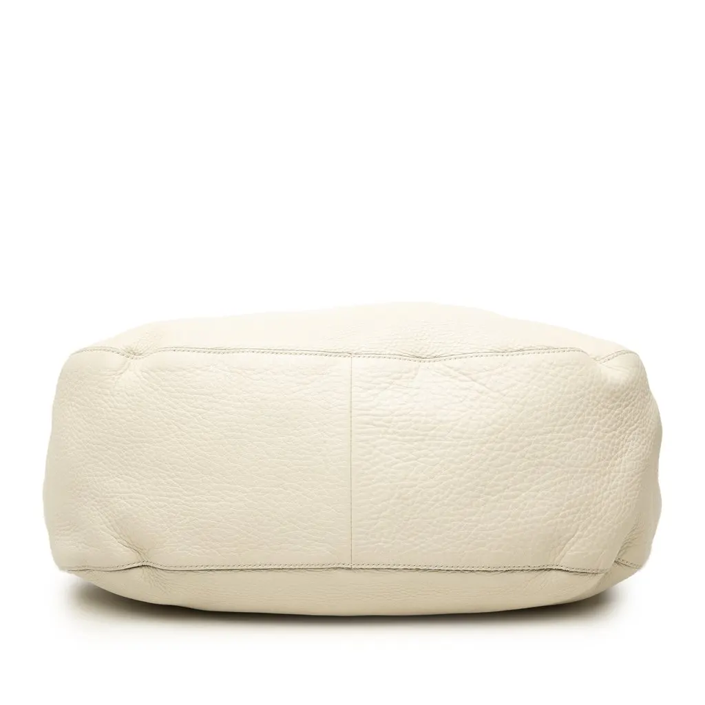Gucci Medium Pebbled Calfskin Twill Tote White Leather Good - Inside View