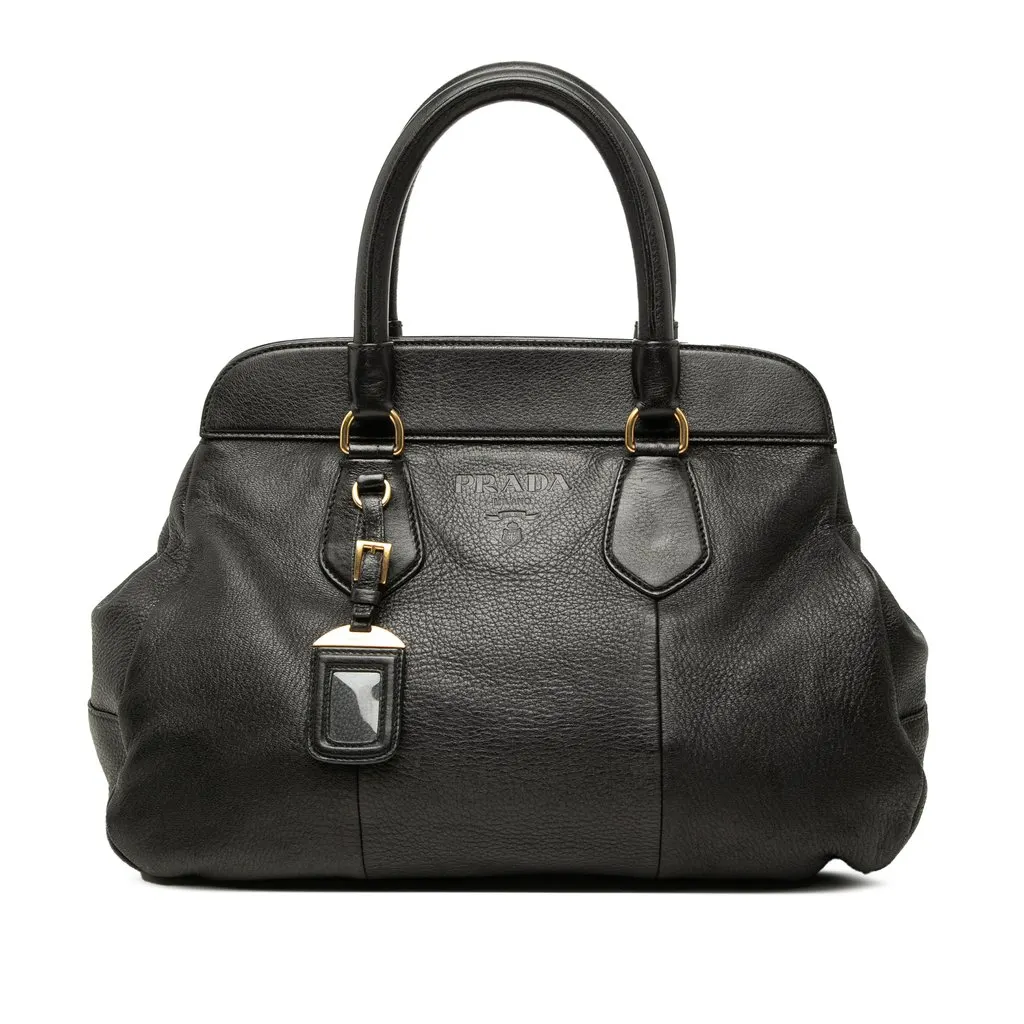 Prada Vitello Daino Handbag Black Leather Very good - Front View