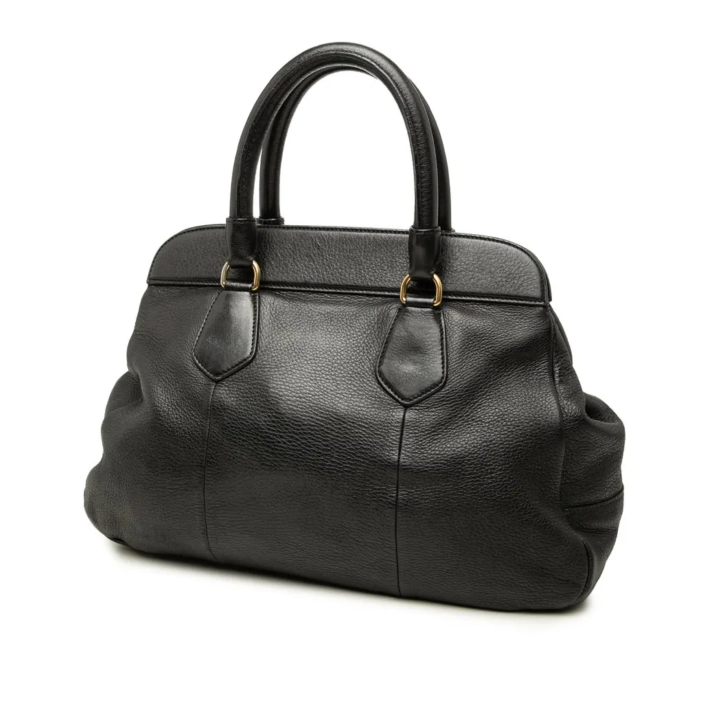 Prada Vitello Daino Handbag Black Leather Very good - Back View