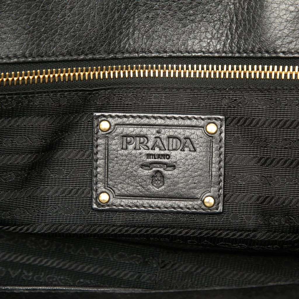 Prada Vitello Daino Handbag Black Leather Very good - Box View