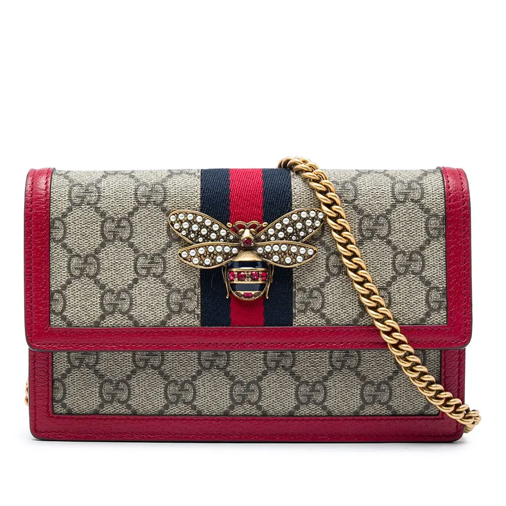 Gucci GG Supreme Queen Margaret Wallet on Chain Beige Canvas Very good - Front View