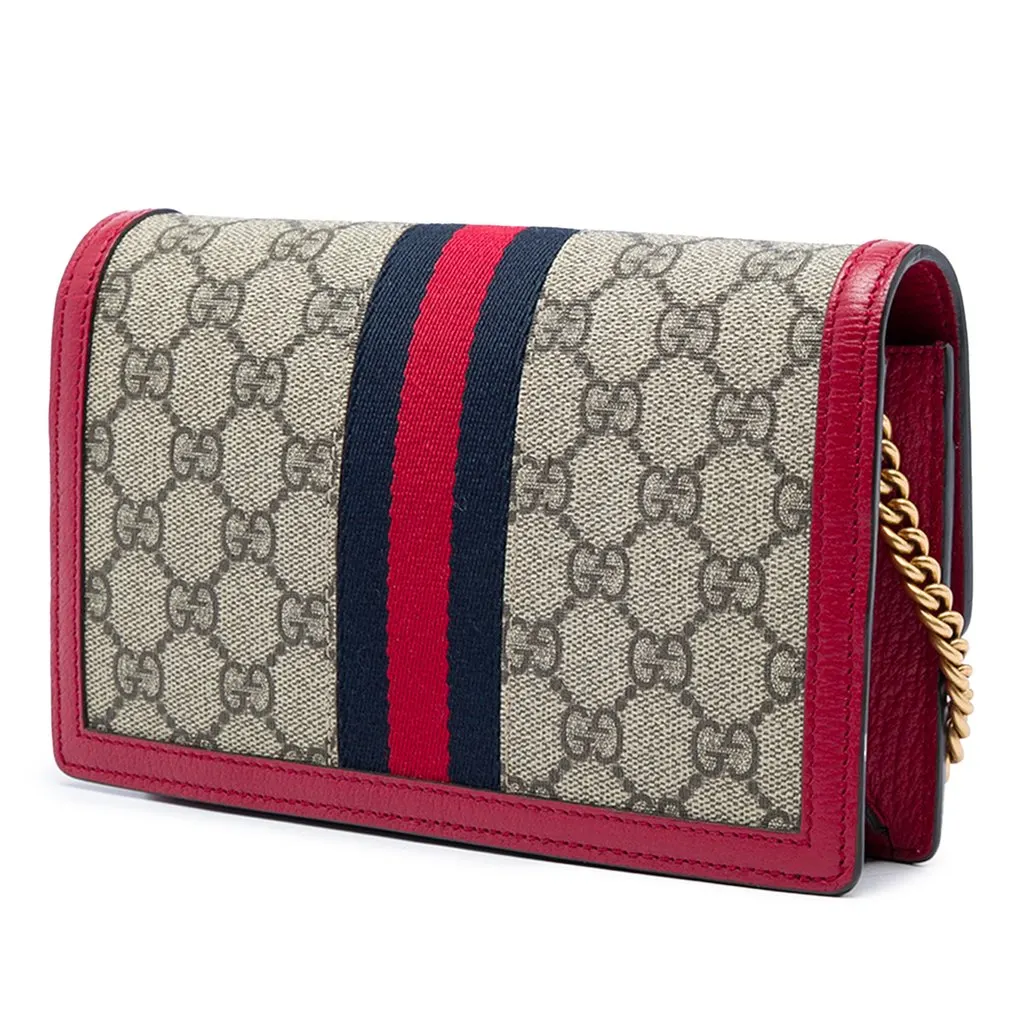 Gucci GG Supreme Queen Margaret Wallet on Chain Beige Canvas Very good - Back View