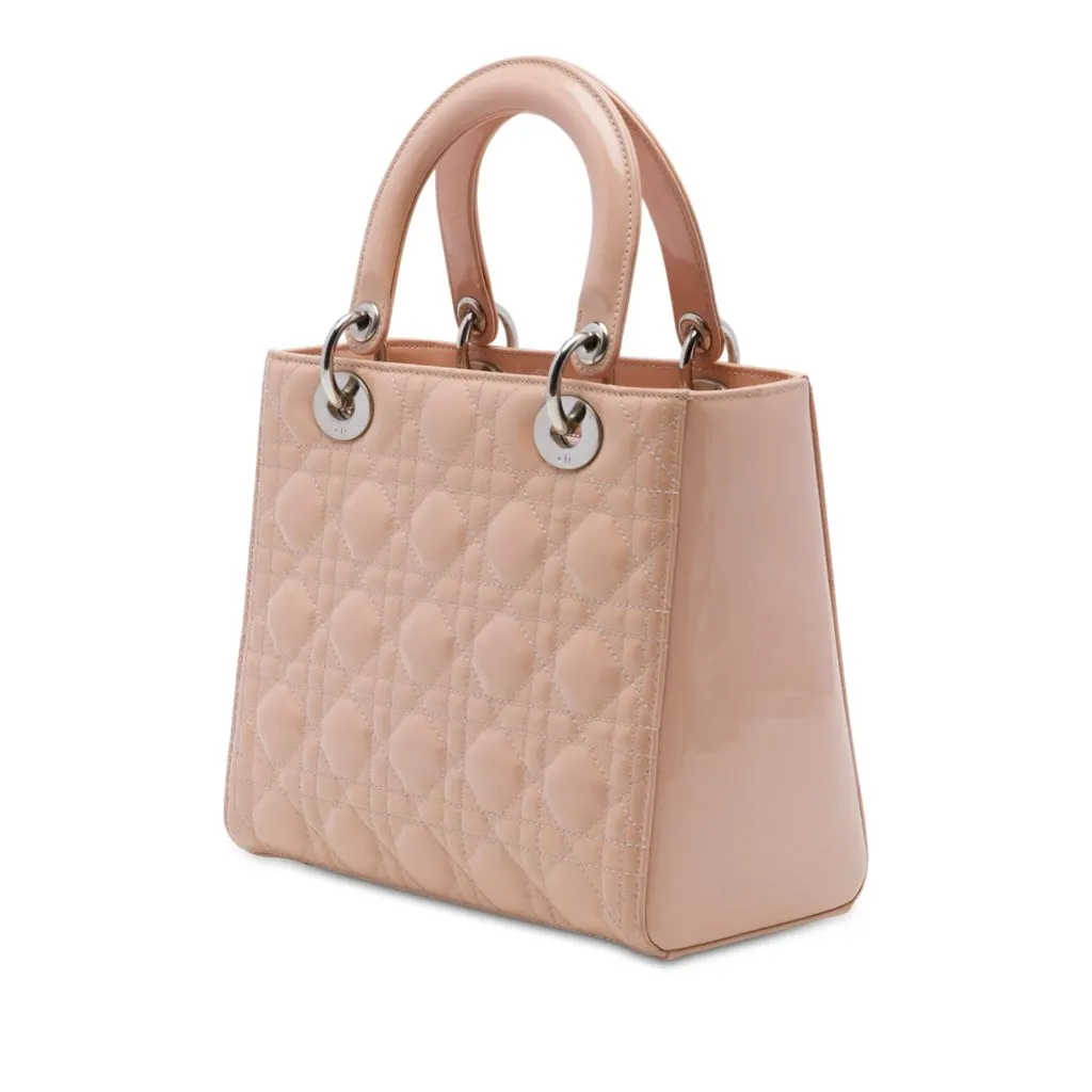 Dior Medium Patent Cannage Lady Dior Pink Leather Very good - Back View
