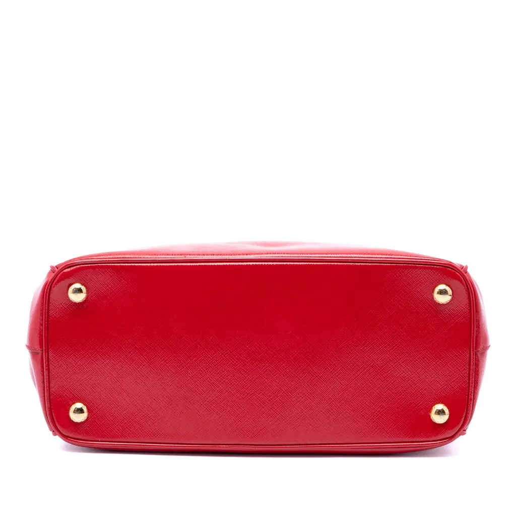 Prada Small Saffiano Vernice Galleria Double Zip Satchel Red Leather Very good - Inside View