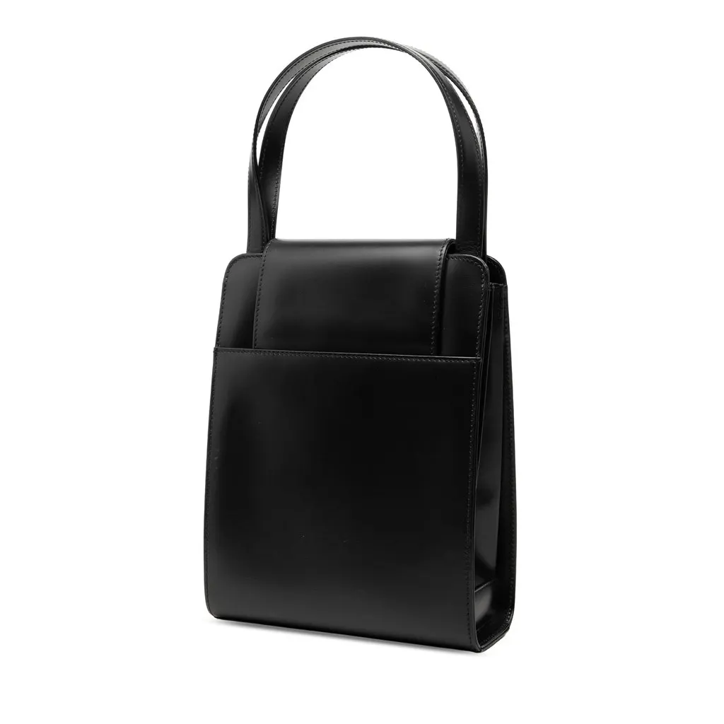 Cartier Leather Sapphire Line Handbag Black Leather Very good - Back View