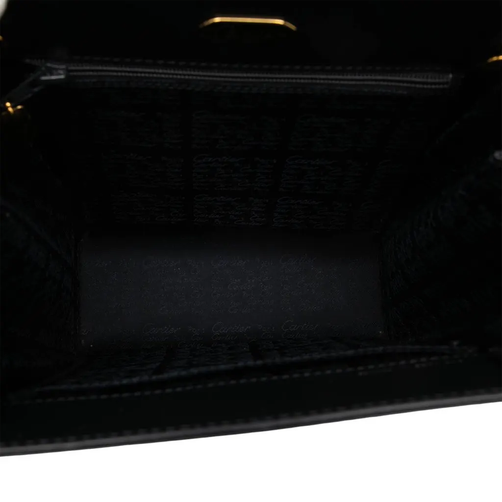 Cartier Leather Sapphire Line Handbag Black Leather Very good - Model View