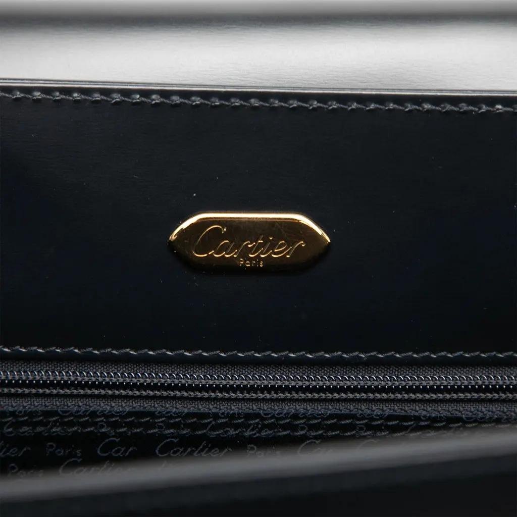Cartier Leather Sapphire Line Handbag Black Leather Very good - Box View