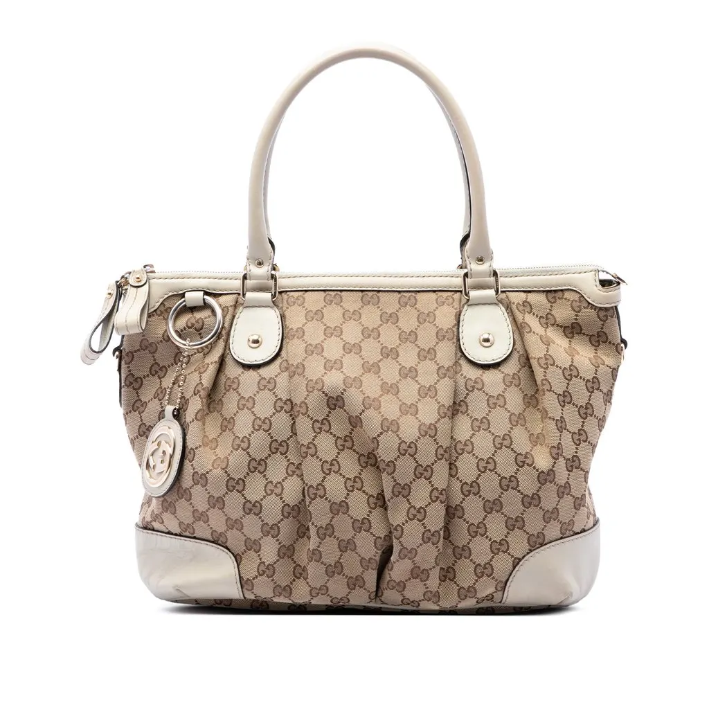 Gucci GG Canvas Sukey Satchel Beige Canvas Very good - Front View