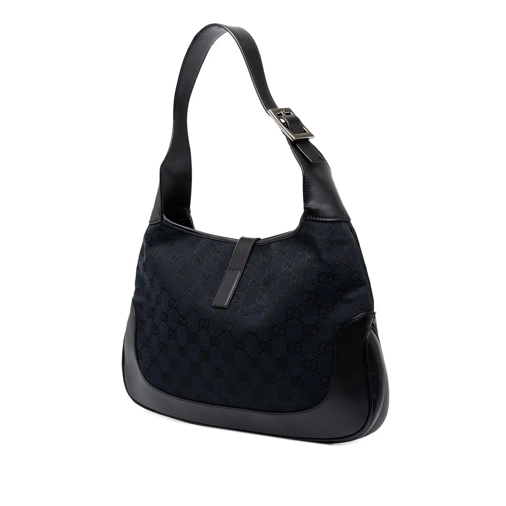 Gucci GG Canvas Jackie Shoulder Bag Blue Canvas Good - Back View