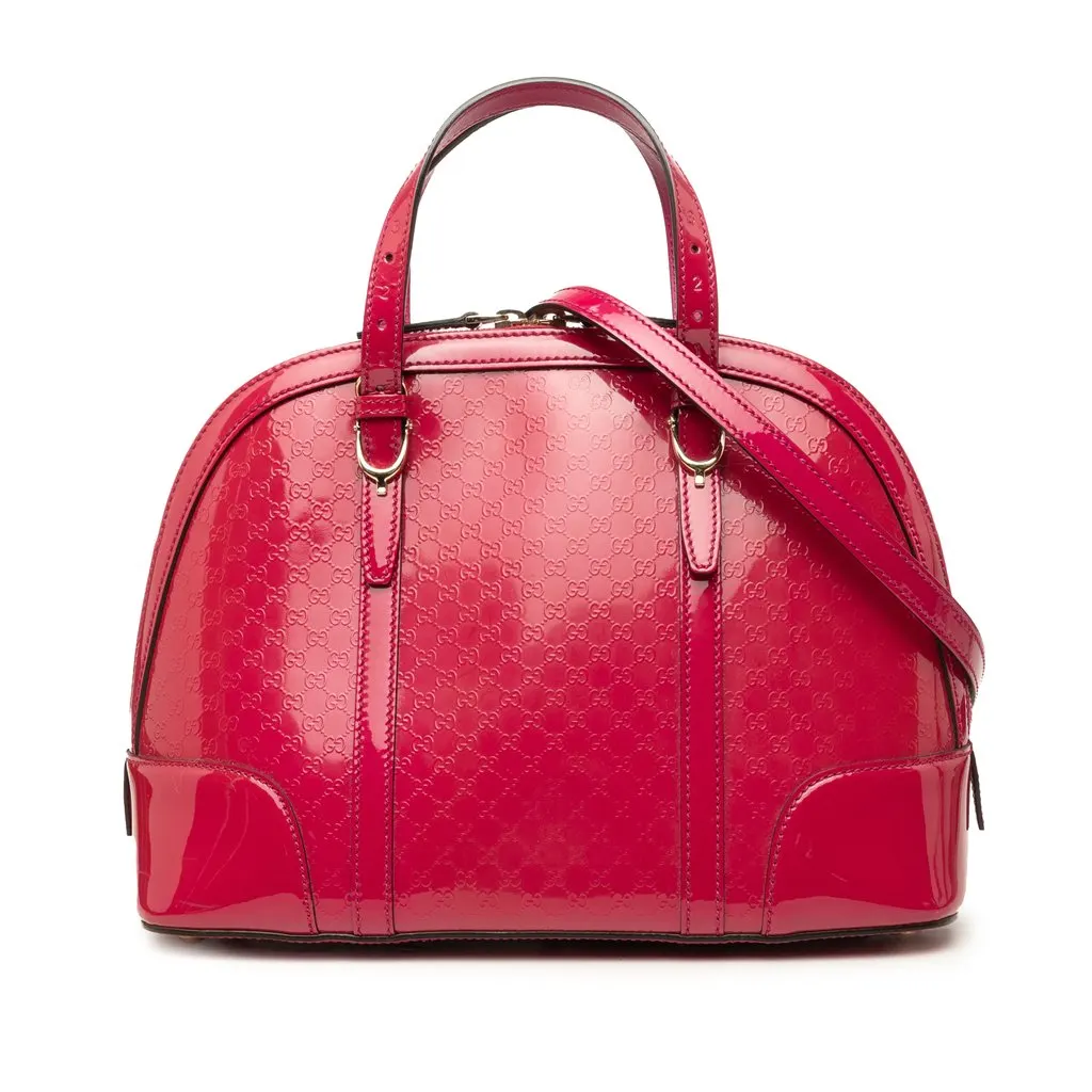 Gucci Small Microguccissima Patent Nice Dome Satchel Pink Leather Good - Front View