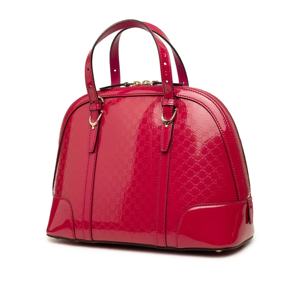 Gucci Small Microguccissima Patent Nice Dome Satchel Pink Leather Good - Back View
